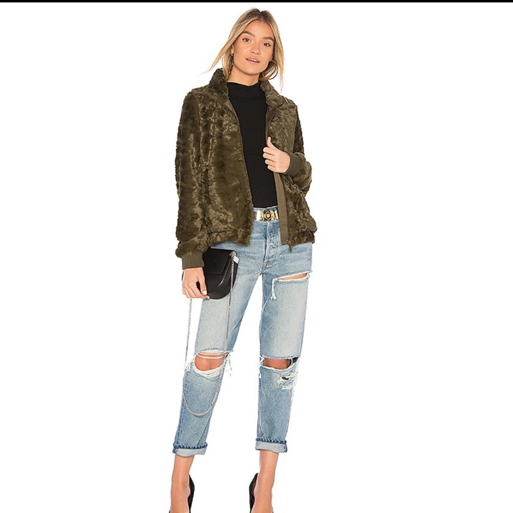 Sanctuary furry faux fur bomber jacket